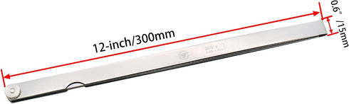 Metric Feeler Gauge Gap Measurement Tool, 12-inch Long 17 Blades 0.02-1.00mm Thickness