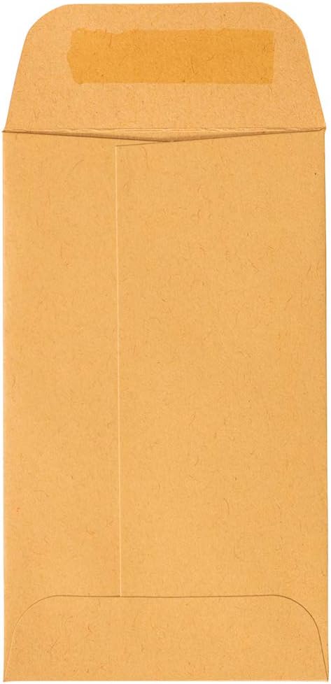 JAM PAPER #3 Coin Business Envelopes - 50 Pack, Peel and Seal Closure, Brown Kraft Manila