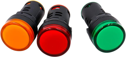 Baomain AD16-22D/S31 AC220V Energy Saving LED Indicator Light, Green*1 Yellow*1 Red*1, Pack of 3