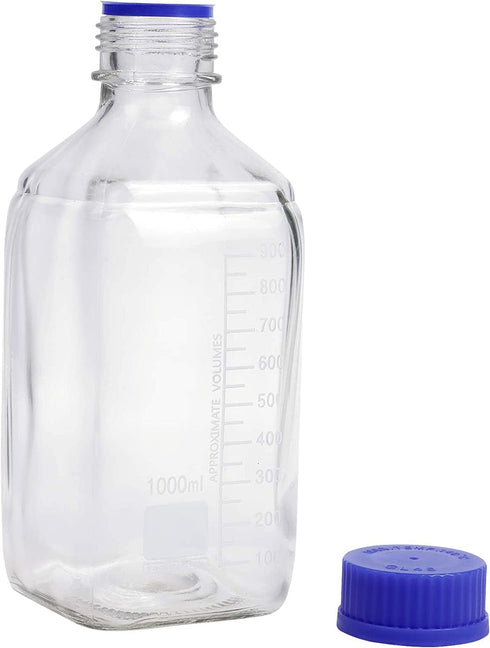 Lab Media Storage Square Bottles Graduated Glass Container GL45 Screw Cap Leakproof Multi-Purpose for Scientific Use |