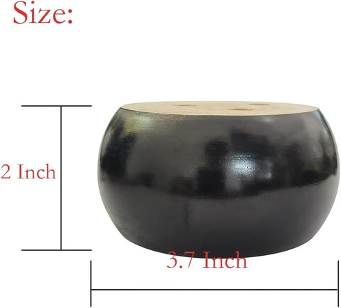 2 Inch 2 Inch Set 4 3.7inch, Wood Sofa Furniture Legs Round Black Bun Feet Tall Legs Replacement