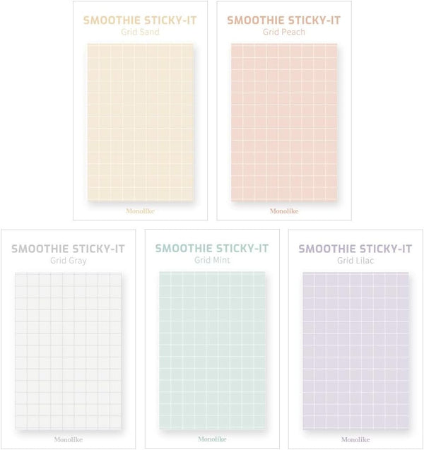 Monolike Smoothie Grid Sticky-it, 5p Set Self-Adhesive Memo Pad, 50 Sheets