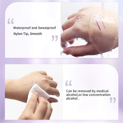 LabAider 6Pcs Professional Surgical Tip Skin Marker Pen with Paper Ruler for Eyebrow, Lips - Sterile Tattoo Stencil