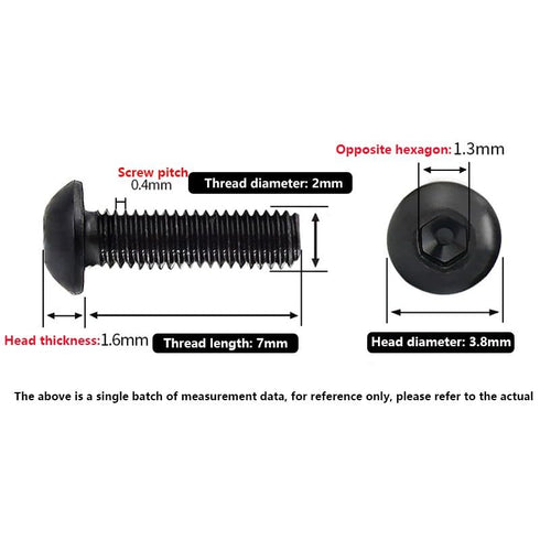 XunLiu Grade 10.9 Alloy Steel Button Head Hex Socket Screws (M2X7)