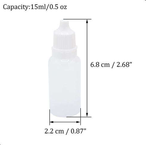 2Pcs 15ml/0.5oz Plastic Dropper Bottles, Empty Squeezable Portable Travel Eye Liquid Dropper Mini Small Refillable Containers with Cap and Plug, White/Red by XIWENQUKU