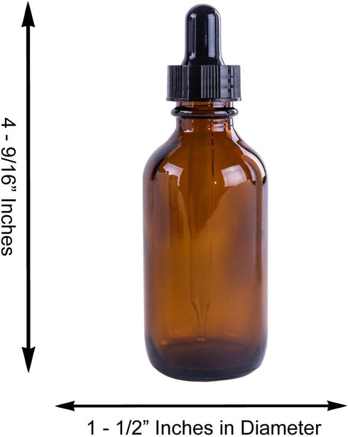 Super Z Outlet 2oz Amber Glass Bottles with Glass Eye Dropper for Essential Oils, Chemistry Lab