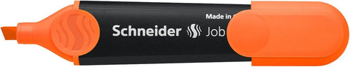 Schneider Job Highlighter, Chisel Tip, 1 + 5 mm, Black Barrel, Orange Ink, Box of 10