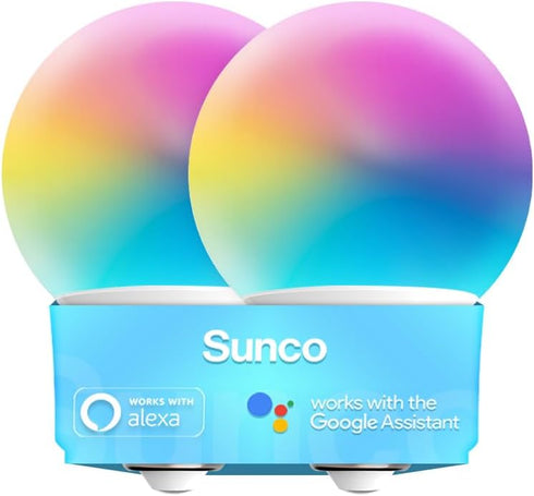 Sunco Lighting Smart Globe Bulbs G25 LED, Alexa Compatible, Color Changing RGBCW, Dimmable WiFi, 2 Pack