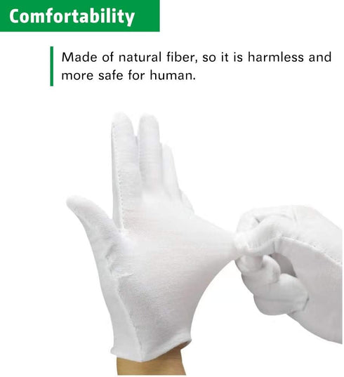 12 Pairs White Cotton Gloves - 7.5" Medium Size for Film, Coins, CD/DVD Handling