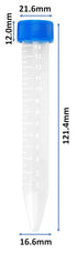 15 ml Conical Centrifuge Tube with Leakproof Screw Caps, Sterile, Pack of 50