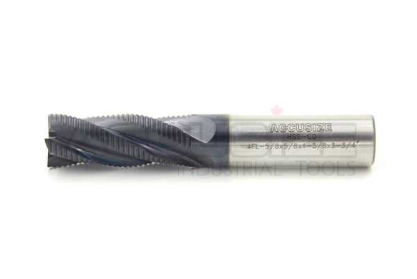 Accusize Industrial Tools 5/8'' Fine Tooth M42 8% Cobalt Tialn Roughing End Mill, 5/8'' Shk Dia, 1-5/8'' Flute Length,