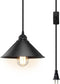 LYOOWNG Plug in Pendant Light, Industrial Hanging Light with Plugin Cord On/Off