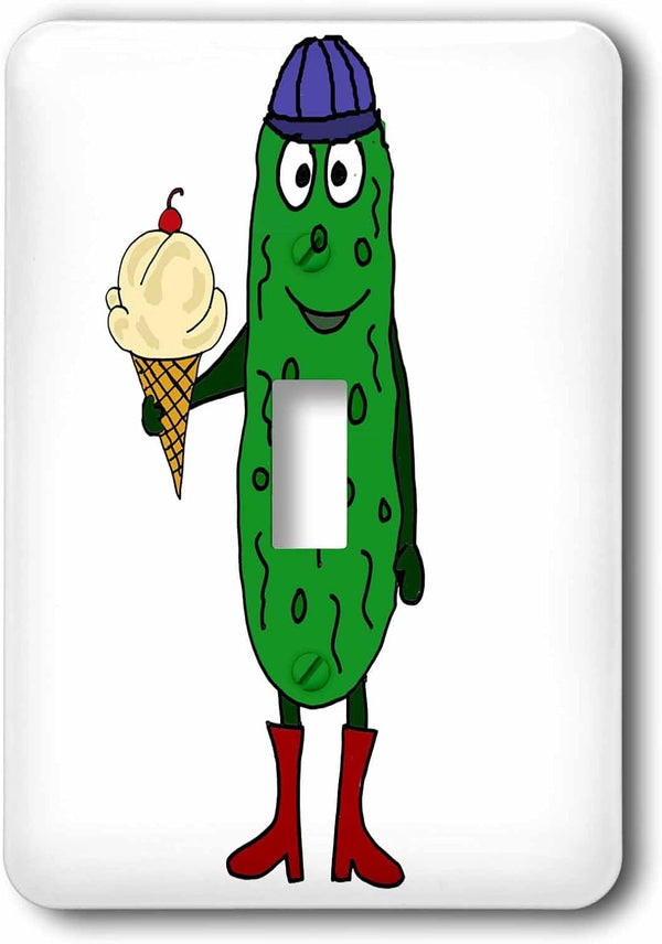 3dRose Funny Cute Pickle Eating Ice Cream Cone single toggle switch