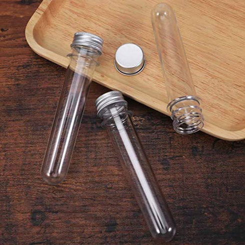 10 Pack 40ml Clear Plastic Test Tubes with Screw Caps, Multi-Purpose Vials for Scientific Experiments, Party, Candy