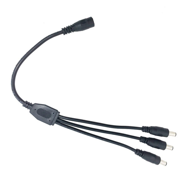 Litever Power Splitter, Black, 3 Way Y Adaptor, 1 Female Jack to 3 Male Plugs for CCTV Camera & LED Strip