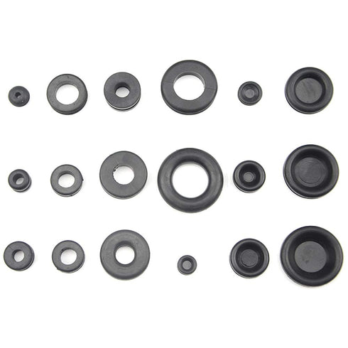 XINGYHENG 125Pcs 18 Sizes Rubber Grommets Eyelet Ring Gasket Repair Box Washer Seal Assortment Set for Plumbing Automotive General Repair