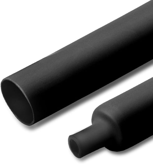 MILAPEAK 1 Inch Dual Wall Adhesive Heat Shrink Tubing, 4 Feet, Black, Large Glue Lined Marine Cable Sleeve