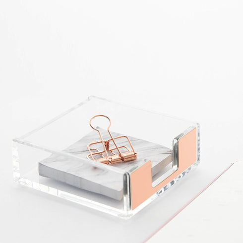 NatSumeBasics Rose Gold Sticky Note Holder Clear Post Note Holder Acrylic Memo Pad Holder for Office Essentials