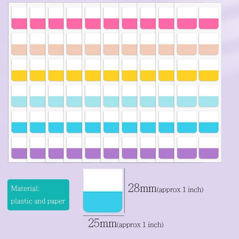 TuNan 720pcs 1 inch Classification,18 (1 Colored Book Sticky Index Tabs Self Adhesive, Repositionable Page Tabs
