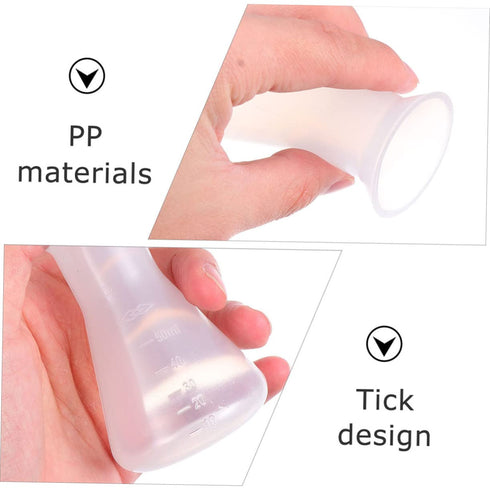18 Pcs Clear Plastic Erlenmeyer Flasks, 50ml Science Beakers for Kids Experiment, Plastic Bottles, Strainer Triangle