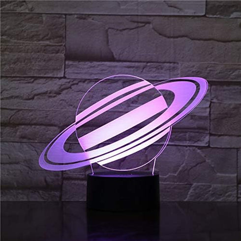 MOUDOAUER 3D 7 Planet Saturn Acrylic Night Light Color Change LED Desk Lamp Touch Decor US