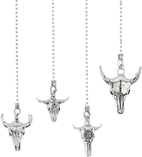 DICOSMETIC 4Pcs Fan Pull Chain, Ceiling Pull Chain Extension with Cattle Head Design, Stainless Steel Ball Chain
