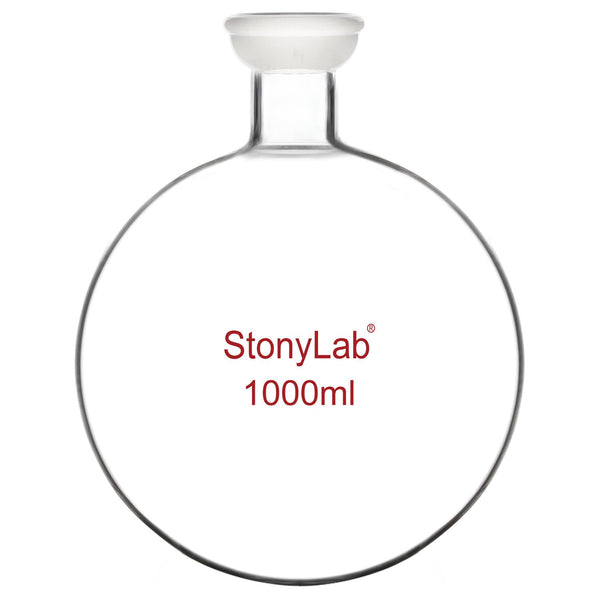 stonylab Spherical Joint Round Bottom Receiving Flask, Borosilicate Glass with 35/20 Ground Joint, 1000 ml