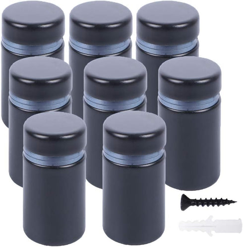 Osring 3/4 x 2 Inch Sign Standoff Mounting Hardware, Black Screw Standoffs for Acrylic Board, Glass Panel, 8 Pack