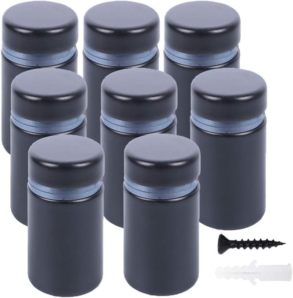 Osring 3/4 x 2 Inch Sign Standoff Mounting Hardware, Black Screw Standoffs for Acrylic Board, Glass Panel, 8 Pack