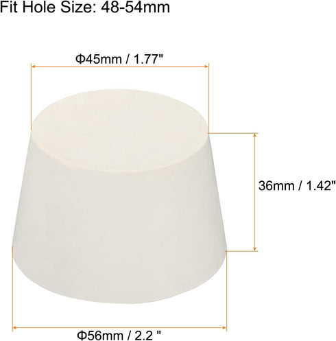 MECCANIXITY Rubber Tapered Plug 45mm to 56mm Solid Test Tubes Bungs Stopper White for Lab Home 2 Pieces