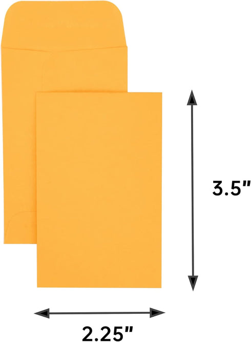 ESSENTIAL #1 500 Piece Coin Envelopes 2.25" x 3.5" with Gummed Flap, Small Parts Envelope for Home and Office Use (Brown -500) by ESSENTIAL