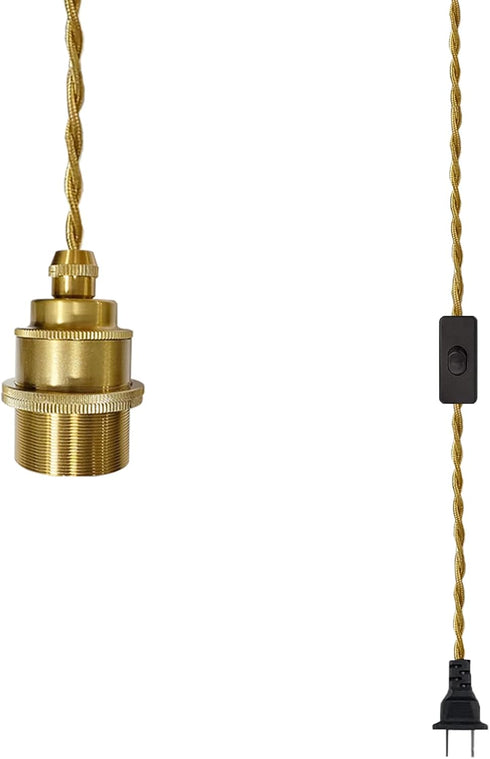 Gold Plug in Pendant Light Kit, Hanging Plug in Lights Fixture with