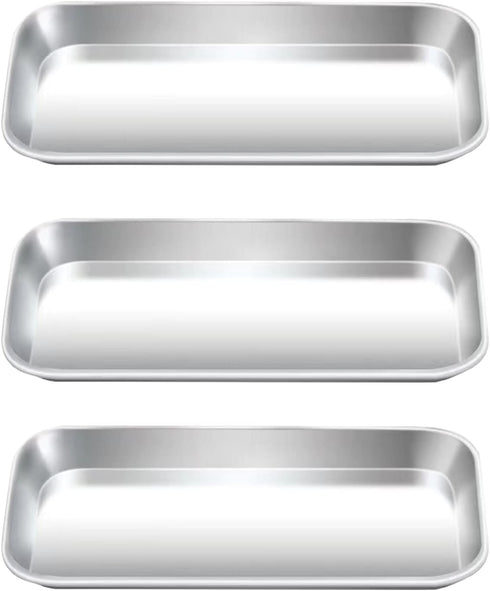 3pcs Metal Tray, Stainless Steel Tray for Tattoo Supplies, Resin, Bathroom, Lab Instrument
