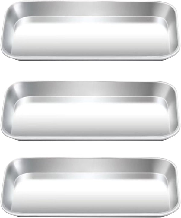 3pcs Metal Tray, Stainless Steel Tray for Tattoo Supplies, Resin, Bathroom, Lab Instrument