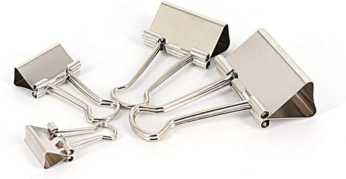 Binder Paper Clips, Assorted Sizes Set for Office School and Home Supplies, Silver