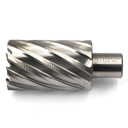 Annular Cutter JESTUOUS 3/4 Inch Weldon Shank - 1-1/2 Cutting Diameter with Two-Flat HSS Kit