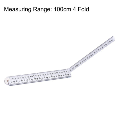 Folding Ruler 100cm 4 Fold Metric Measuring Tool, uxcell ABS for Woodworking Engineer White