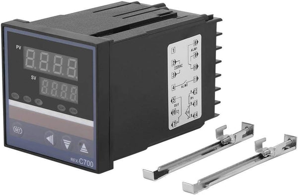 Digital Thermostat, 220V Digital Temperature Controller PID 0-400 REX-C700 for Temperature Measurement/Control