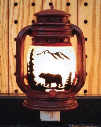 Night-Light Electric Night Light Lantern with Bear Scene, 6-inch