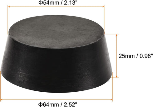 MECCANIXITY Rubber Tapered Plug 54mm to 64mm Solid Test Tubes Bungs Stopper Black for Lab Home 5 Pieces