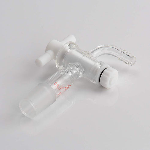 StonyLab Vacuum Flow Control Adapter with PTFE Stopcock, 19/22 Joint and Bent Hose Connection for Lab Supply