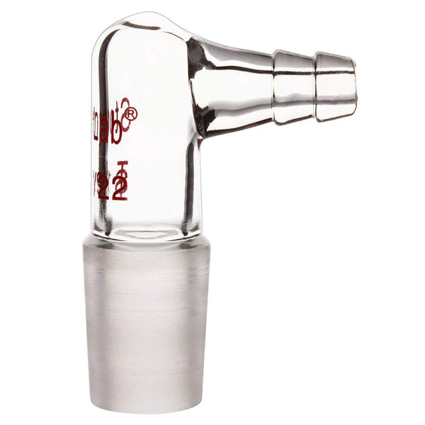 stonylab Glass 90 Degree Vacuum/Gas Adapter, Borosilicate Glass Bent Inlet Adapter with 19/22 Inner Joint and Hose for