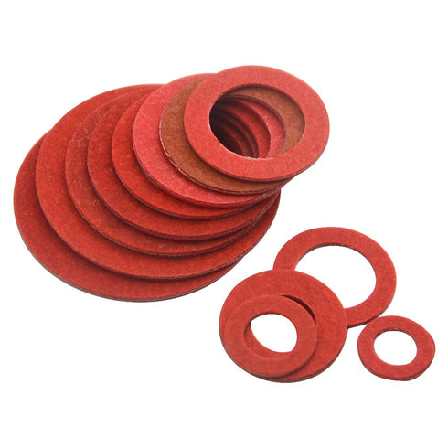 XINGYHENG 600Pcs Fiber Flat Washer Assortment Kit, 12 Sizes, Red Steel Paper Insulation for Plumbing Automotive Repair
