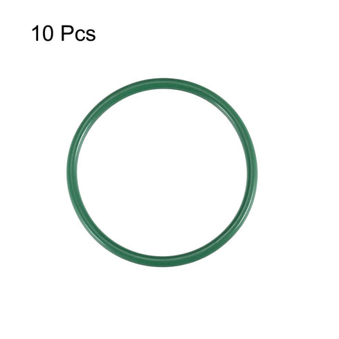 uxcell Fluorine Rubber O-Rings, 34mm OD 30mm ID 2mm Width FKM Seal Gasket for Machinery Plumbing, Green, Pack of 10