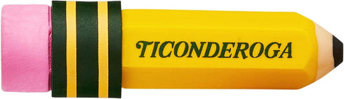 Erasers, Pencil Shaped, Latex-Free, Yellow, 3-Pack (38953) TICONDEROGA