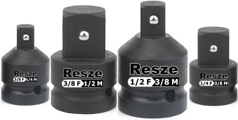 4PCS Impact Socket Adapter and Reducer Set: 1/2" to 3/8", 3/8" to 1/2", 3/8" to 1/4", 1/4" to 3/8" Drive Socket Adapter