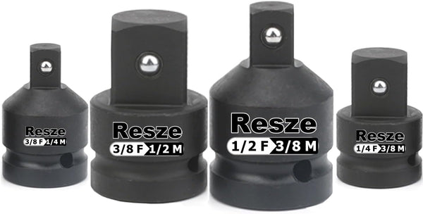 4PCS Impact Socket Adapter and Reducer Set: 1/2" to 3/8", 3/8" to 1/2", 3/8" to 1/4", 1/4" to 3/8" Drive Socket Adapter