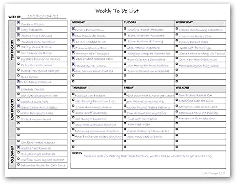 Weekly To Do List Notepad, 60 Page Task Planning Pad with Daily Checklist, 11 X 8.5 Desk Notebook for Office