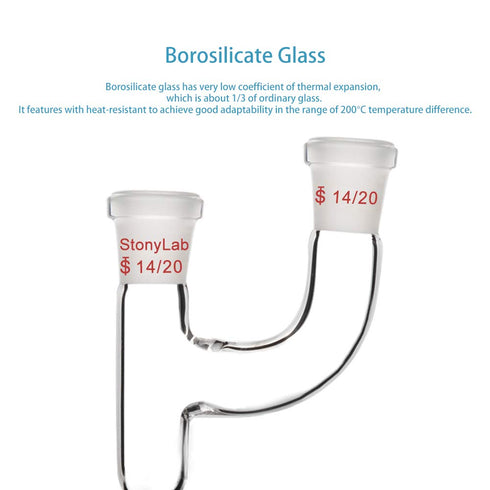 StonyLab 3 Way Claisen Distillation Adapter, 14/20 Joints, Lab Supply SL-L2L5R1