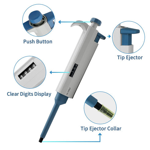 10-100µL Micropipette, High-Accurate Pipettor, Adjustable Variable Volume Single-Channel Pipette for Laboratory